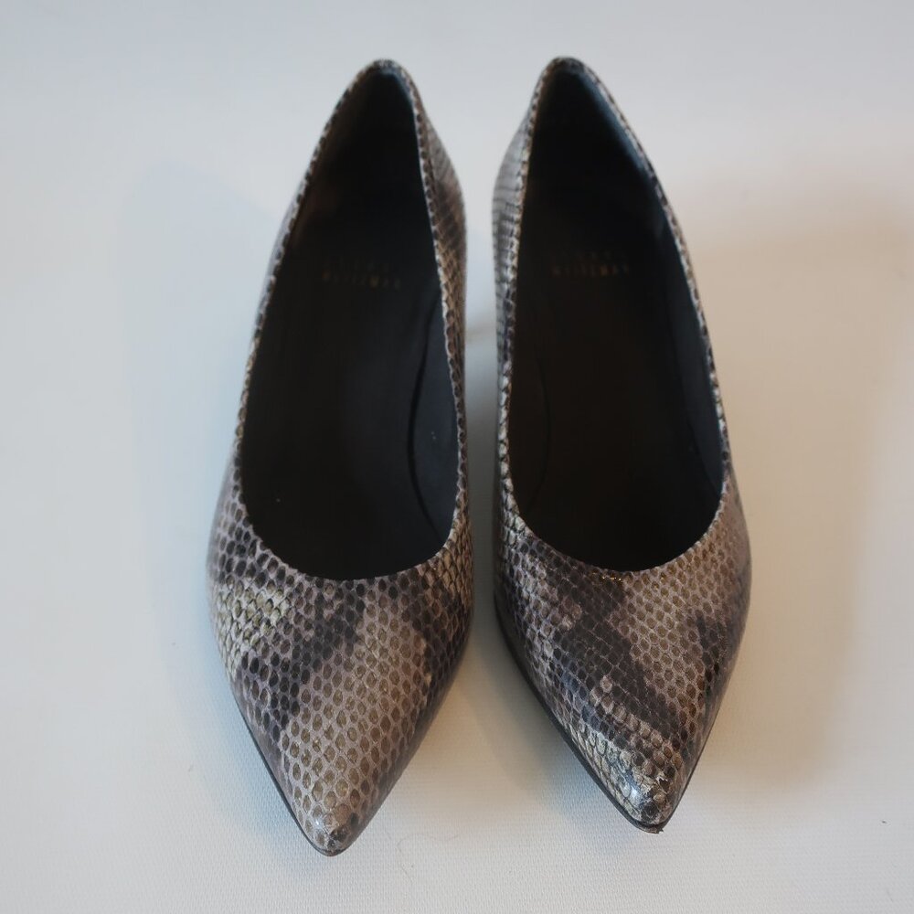 Womens Stuart Weitzman Taupe Brown Python Snakesk… - image 2